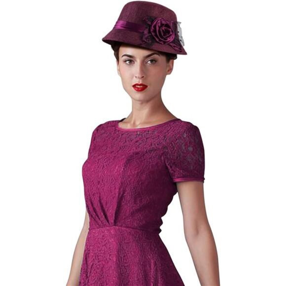 Women Bow Bucket Hats Purple - Picture 3 of 7